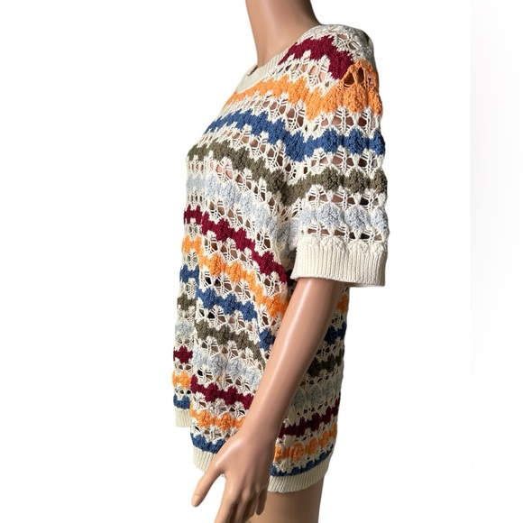 CATO women’s plus size 22/24W short sleeve crew neck crocheted summer sweater - Picture 2 of 6